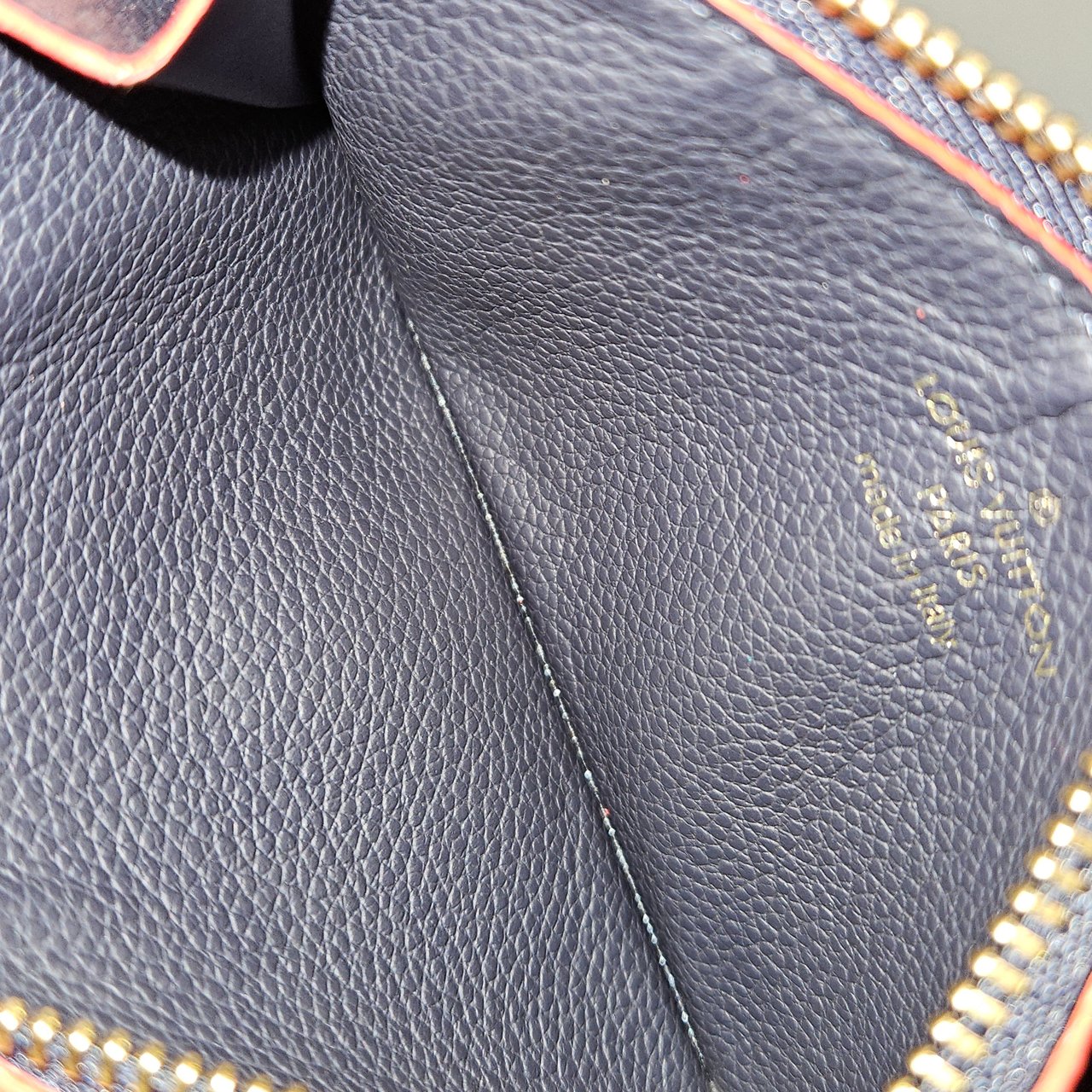 Louis Vuitton Monogram Empreinte Leather Porte Cartes Mini Wallet Navy