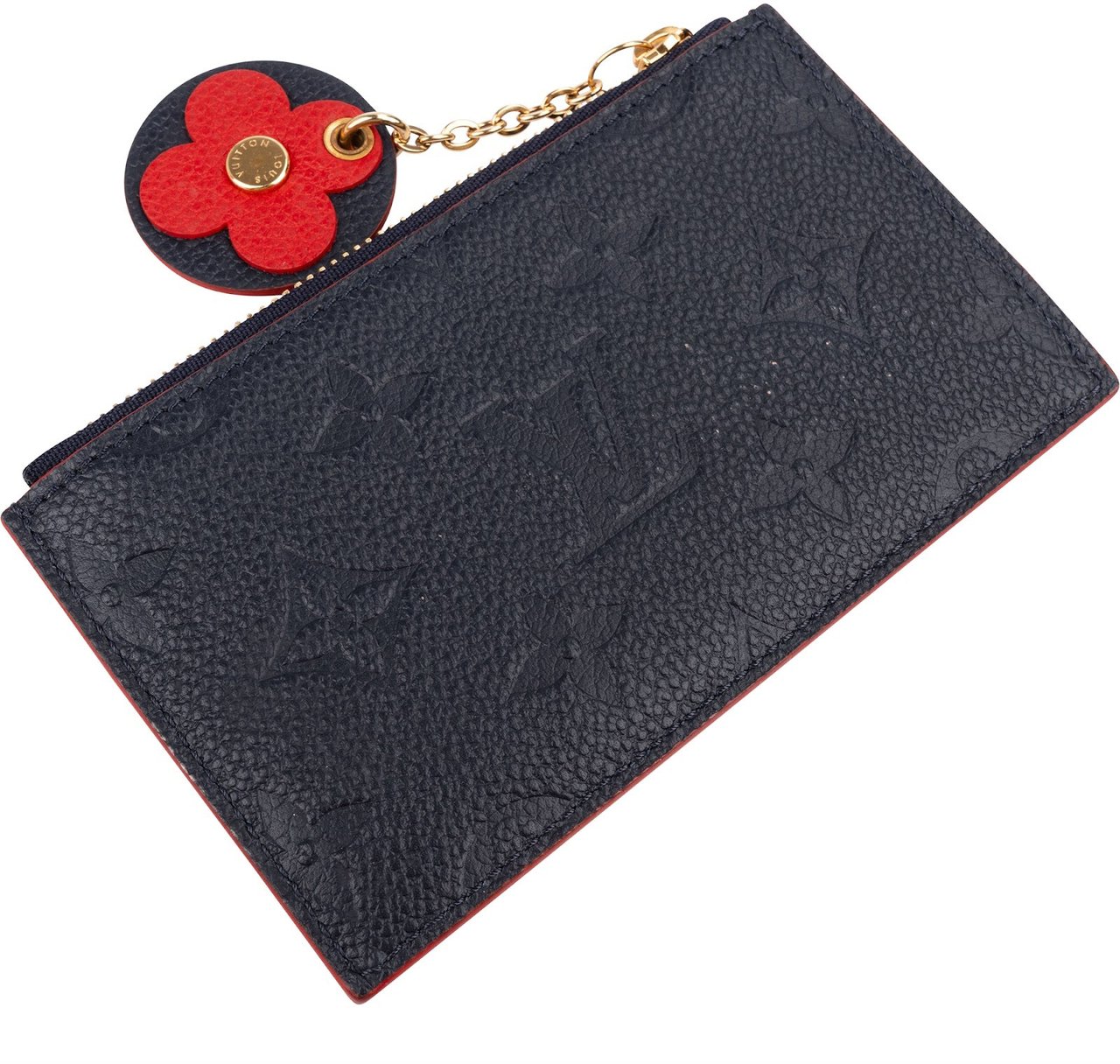 Louis Vuitton Monogram Empreinte Leather Porte Cartes Mini Wallet Navy