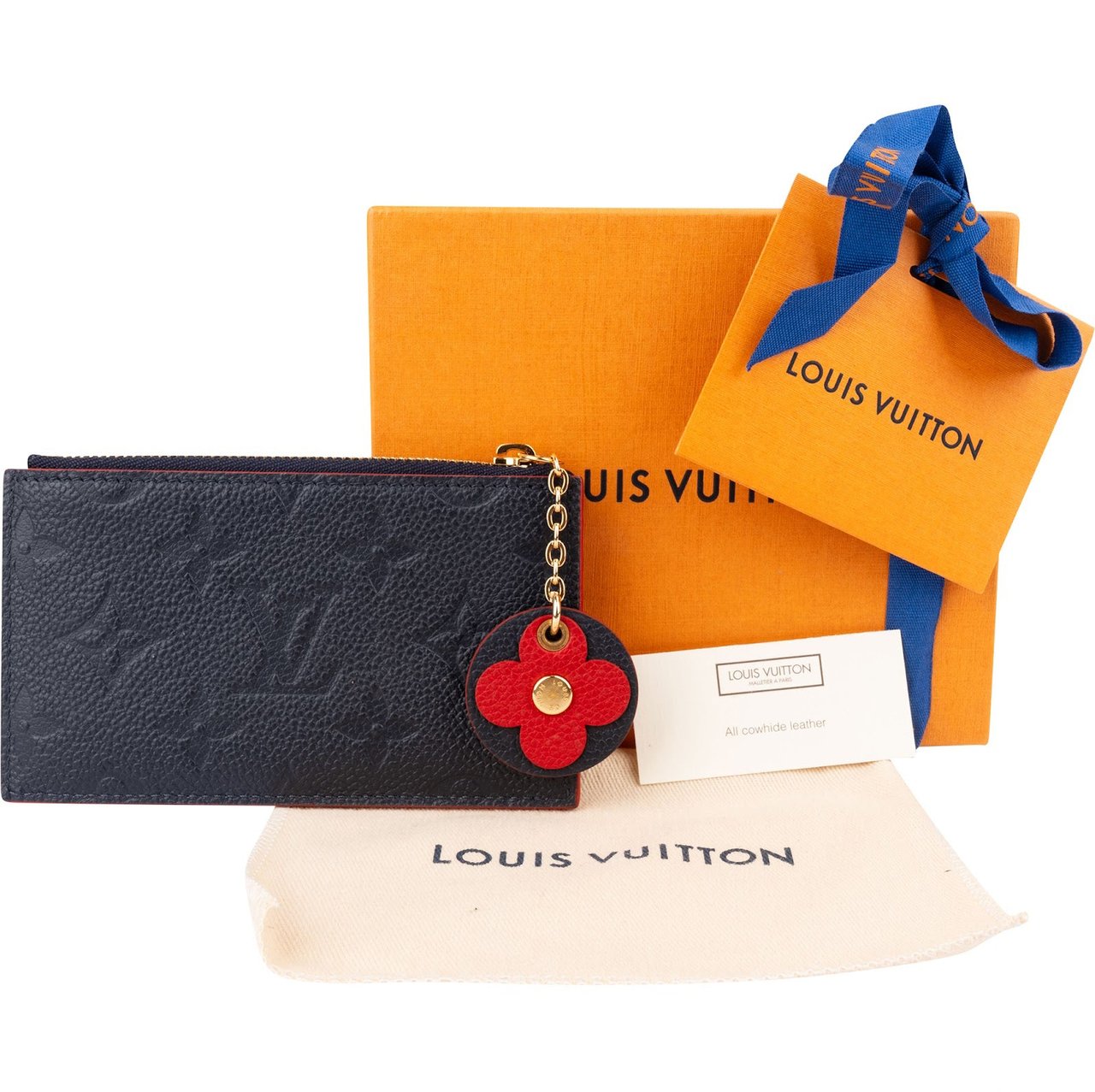 Louis Vuitton Monogram Empreinte Leather Porte Cartes Mini Wallet Navy