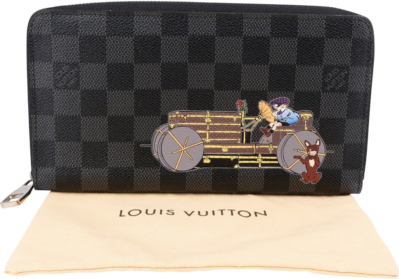 Louis Vuitton Damier Graphite Ilustre Race Car Zippy Organizer Wallet Zwart