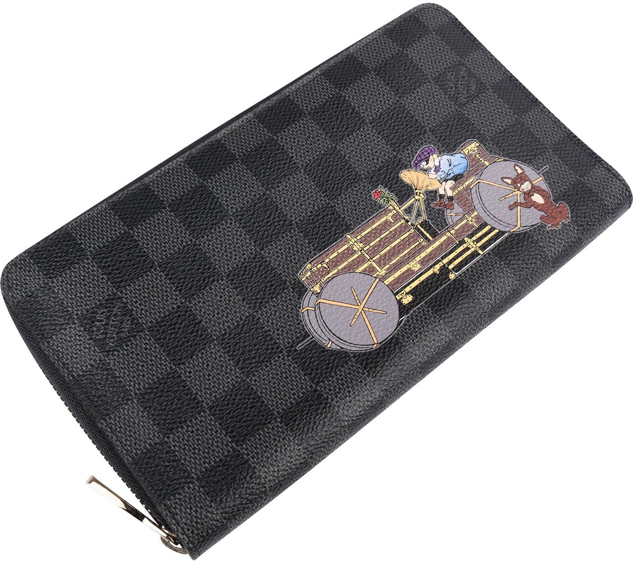 Louis Vuitton Damier Graphite Ilustre Race Car Zippy Organizer Wallet Zwart