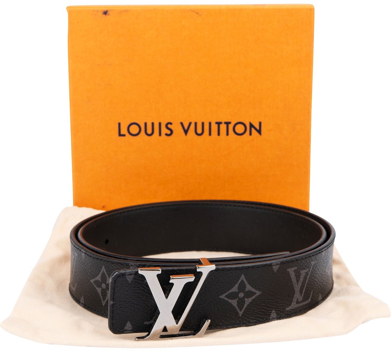 Louis Vuitton Monogram Eclipse LV Initiales Reversible Belt (85 / 34) M0450 Zwart
