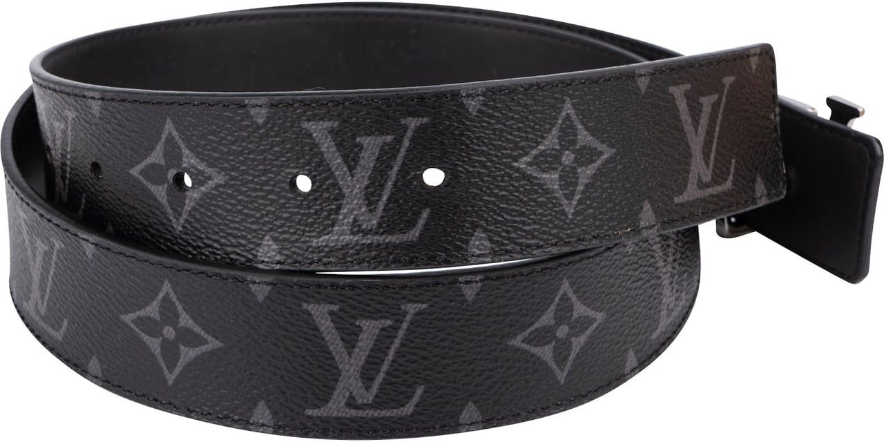 Louis Vuitton Monogram Eclipse LV Initiales Reversible Belt (85 / 34) M0450 Zwart