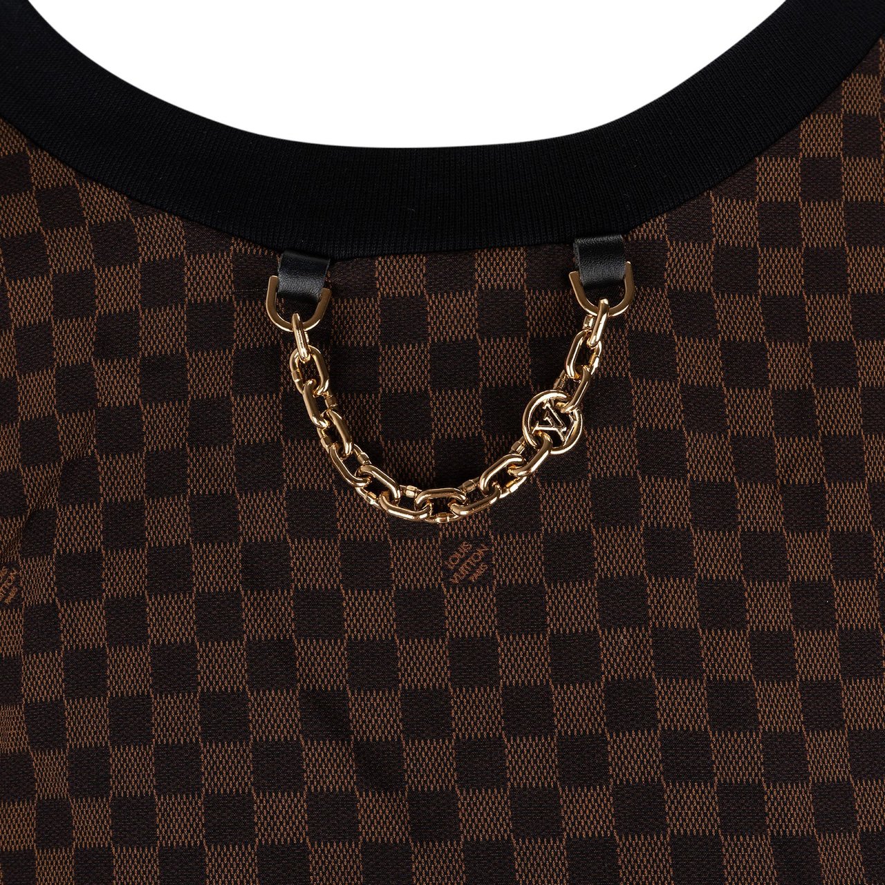 Louis Vuitton Monogram Damier Ebene Cotton Chain Detail Drawstring Shirt Dress (XS) Bruin