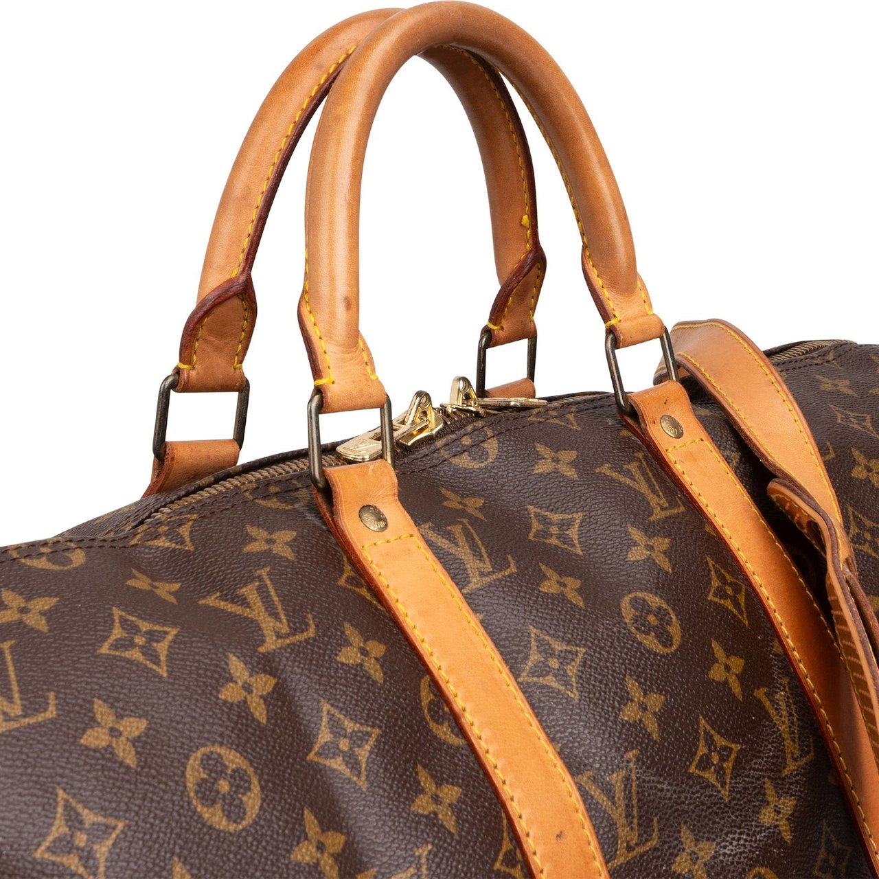 Louis Vuitton Monogram Canvas Keepall 50 Bandoulière Travel Bag Bruin