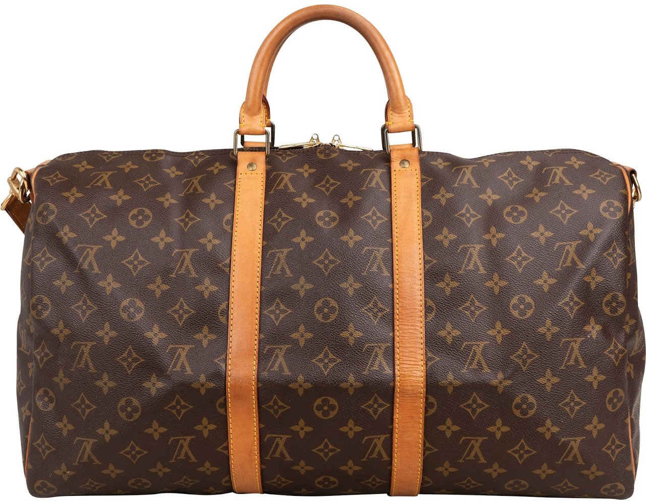Louis Vuitton Monogram Canvas Keepall 50 Bandoulière Travel Bag Bruin