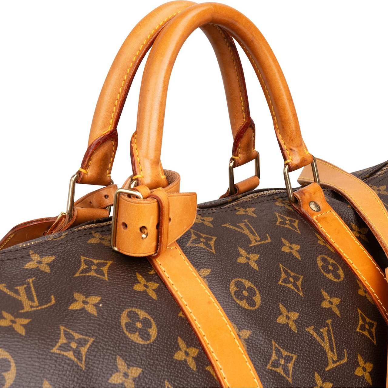 Louis Vuitton Monogram Canvas Keepall 60 Bandoulière Travel Bag Bruin