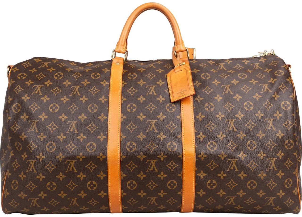 Louis Vuitton Monogram Canvas Keepall 60 Bandoulière Travel Bag Bruin
