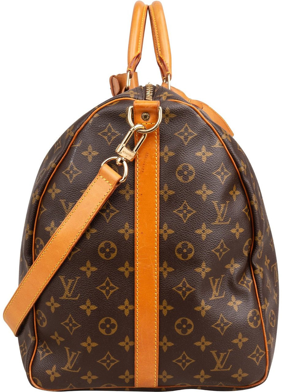 Louis Vuitton Monogram Canvas Keepall 60 Bandoulière Travel Bag Bruin
