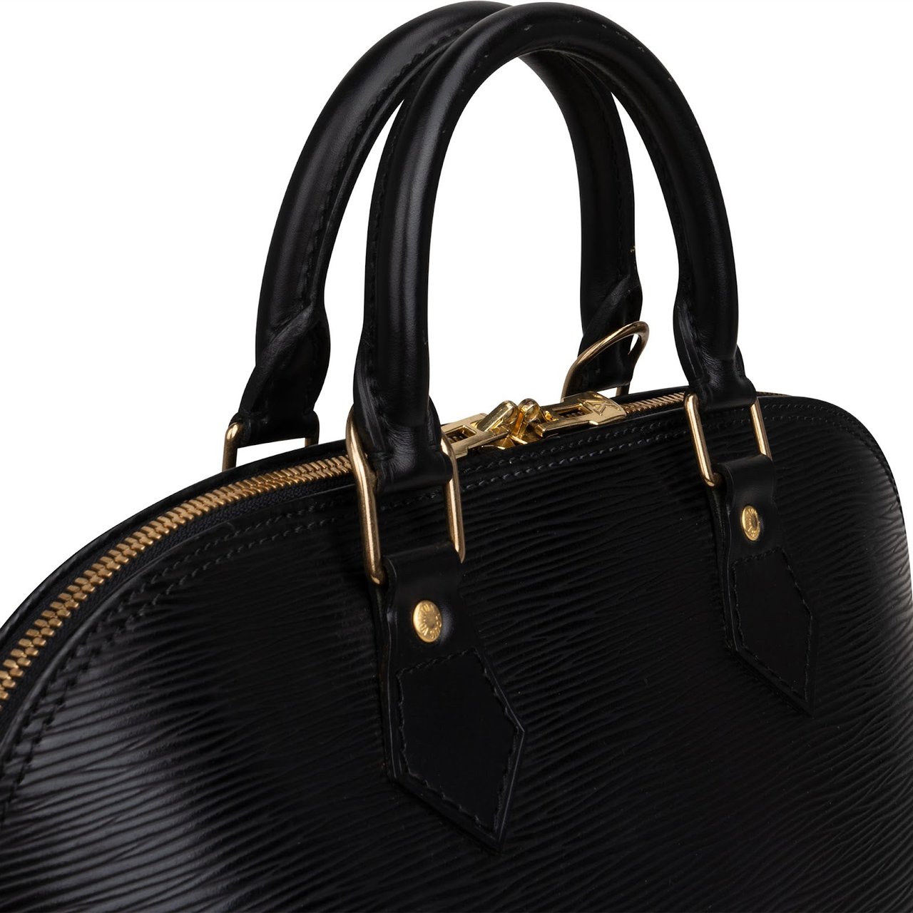 Louis Vuitton Noir Epi Leather Alma PM Handbag Zwart
