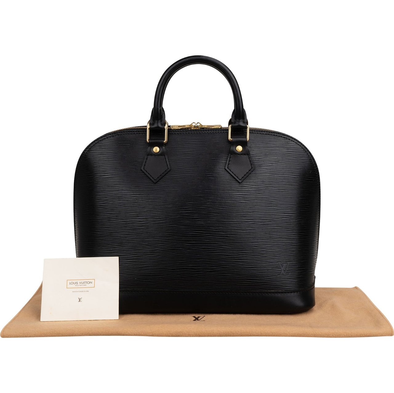 Louis Vuitton Noir Epi Leather Alma PM Handbag Zwart