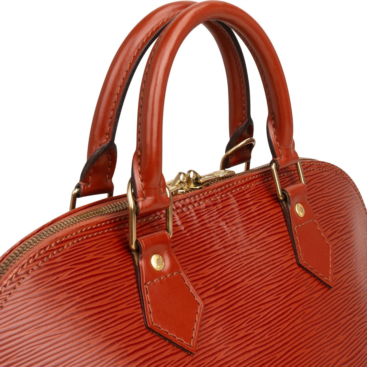 Louis Vuitton Cognac Epi Leather Alma PM Handbag Bruin