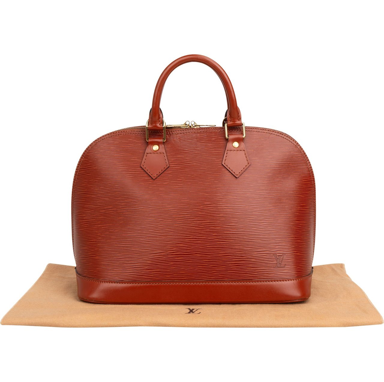 Louis Vuitton Cognac Epi Leather Alma PM Handbag Bruin