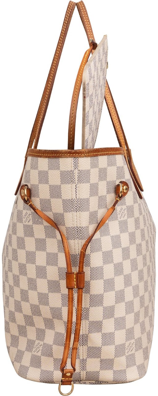 Louis Vuitton Monogram Damier Azur Canvas Neverfull MM Shoulder Bag Beige