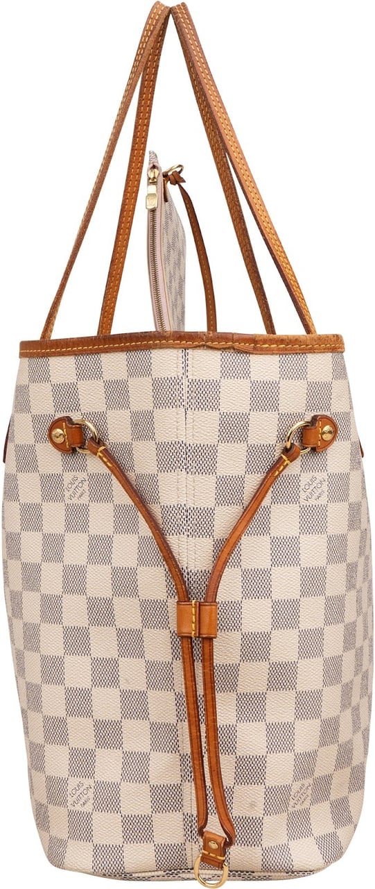 Louis Vuitton Monogram Damier Azur Canvas Neverfull MM Shoulder Bag Beige