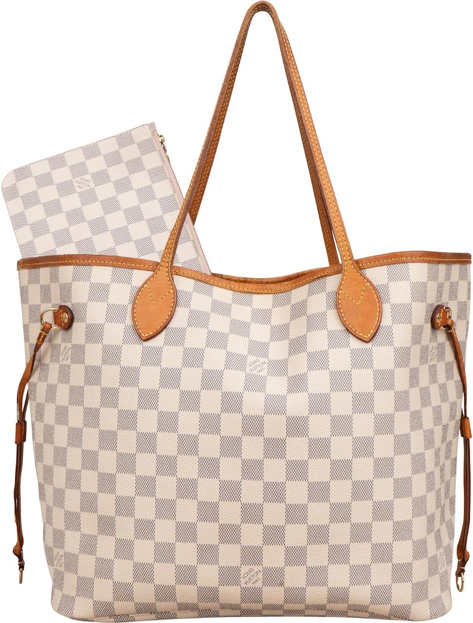 Louis Vuitton Monogram Damier Azur Canvas Neverfull MM Shoulder Bag Beige