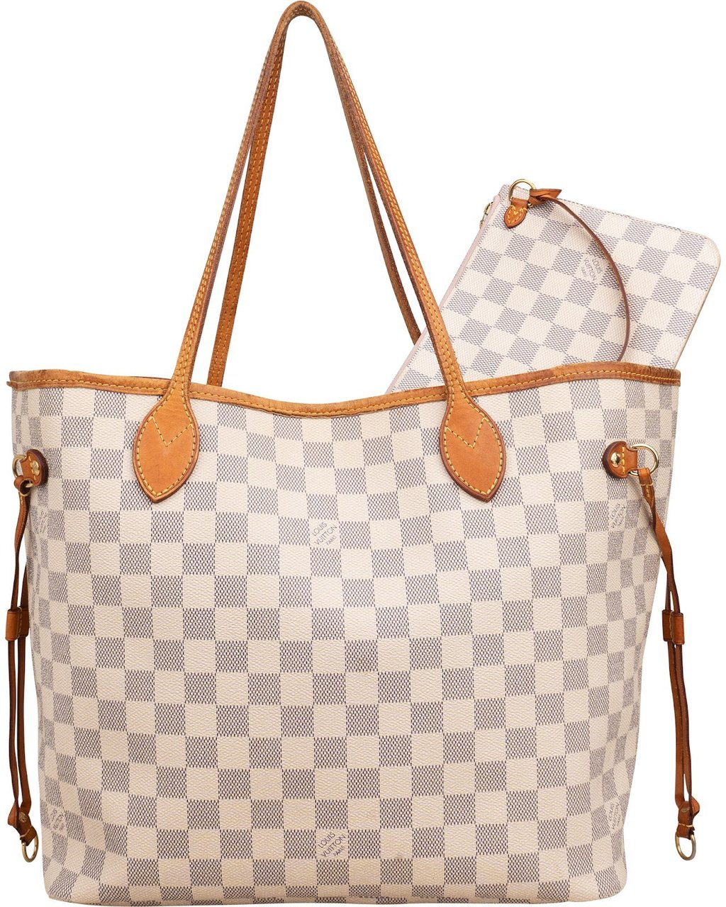 Louis Vuitton Monogram Damier Azur Canvas Neverfull MM Shoulder Bag Beige