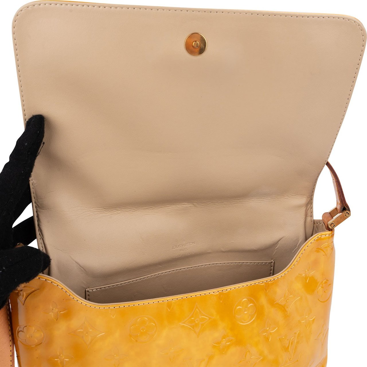 Louis Vuitton Monogram Vernis Leather Thompson Shoulder Bag Geel