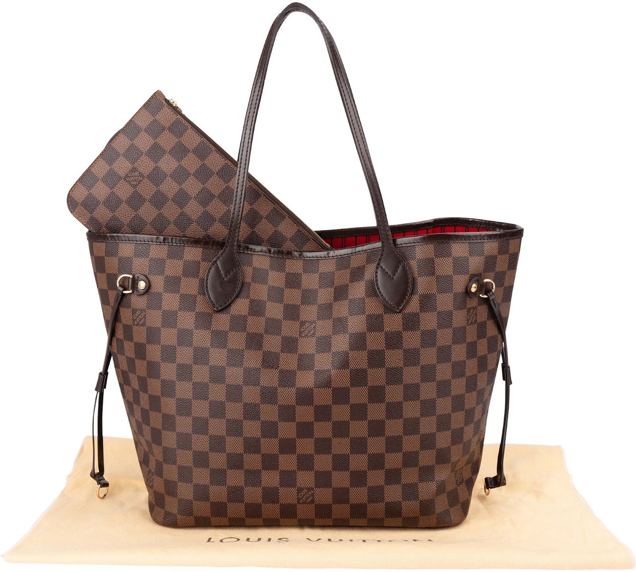 Louis Vuitton Monogram Damier Ebene Neverfull MM Shoulder Bag Bruin