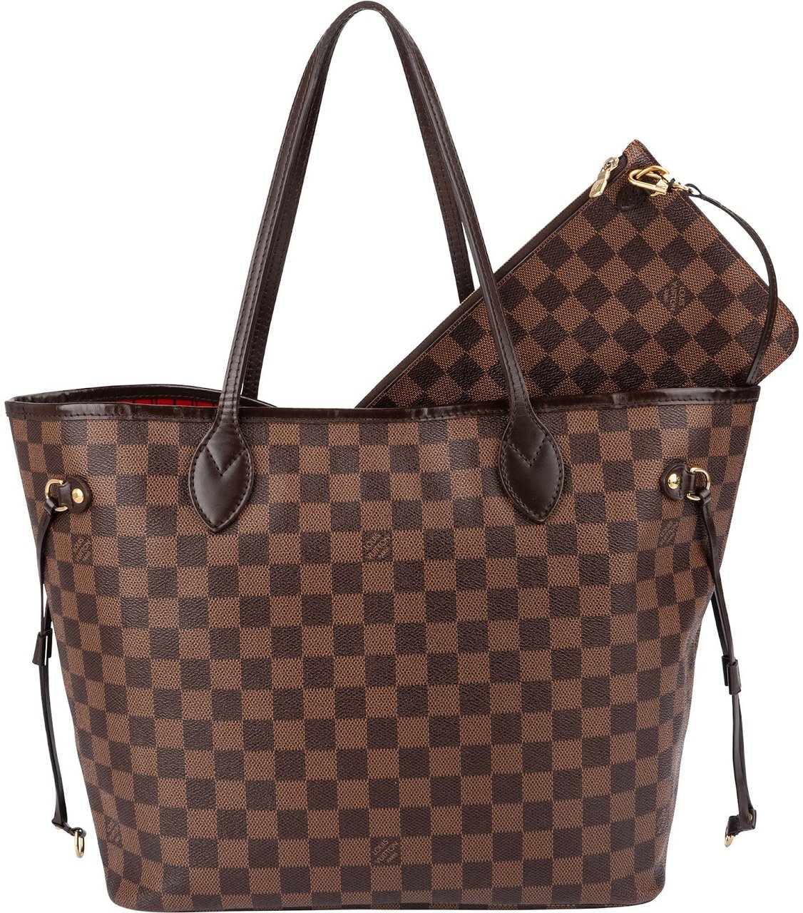 Louis Vuitton Monogram Damier Ebene Neverfull MM Shoulder Bag Bruin