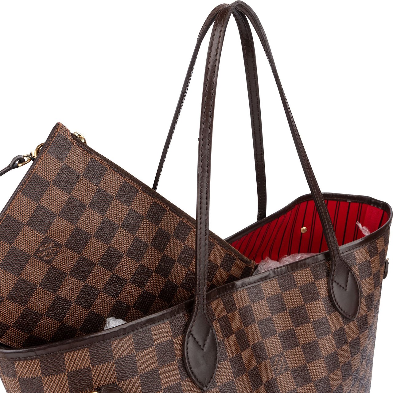 Louis Vuitton Monogram Damier Ebene Neverfull MM Shoulder Bag Bruin