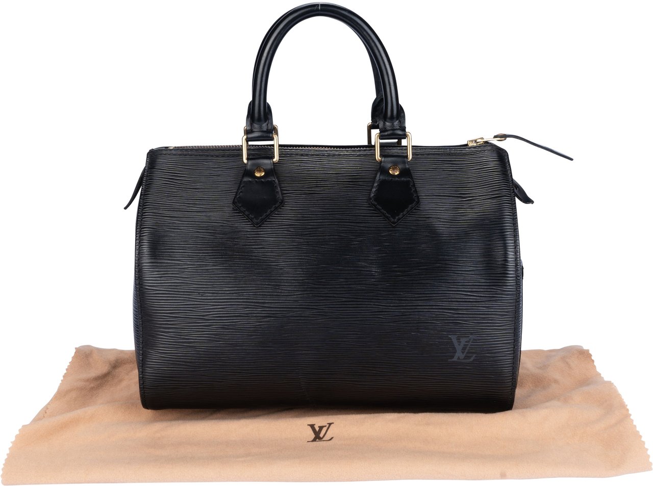Louis Vuitton Louis Vuitton Noir Epi Leather Speedy 25 Handbag Zwart