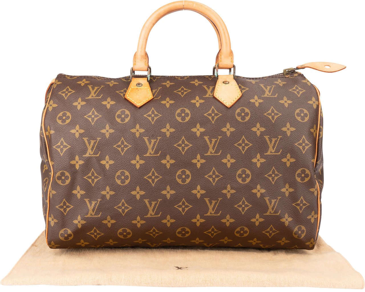 Louis Vuitton Louis Vuitton Canvas Monogram Speedy 35 Handbag Bruin