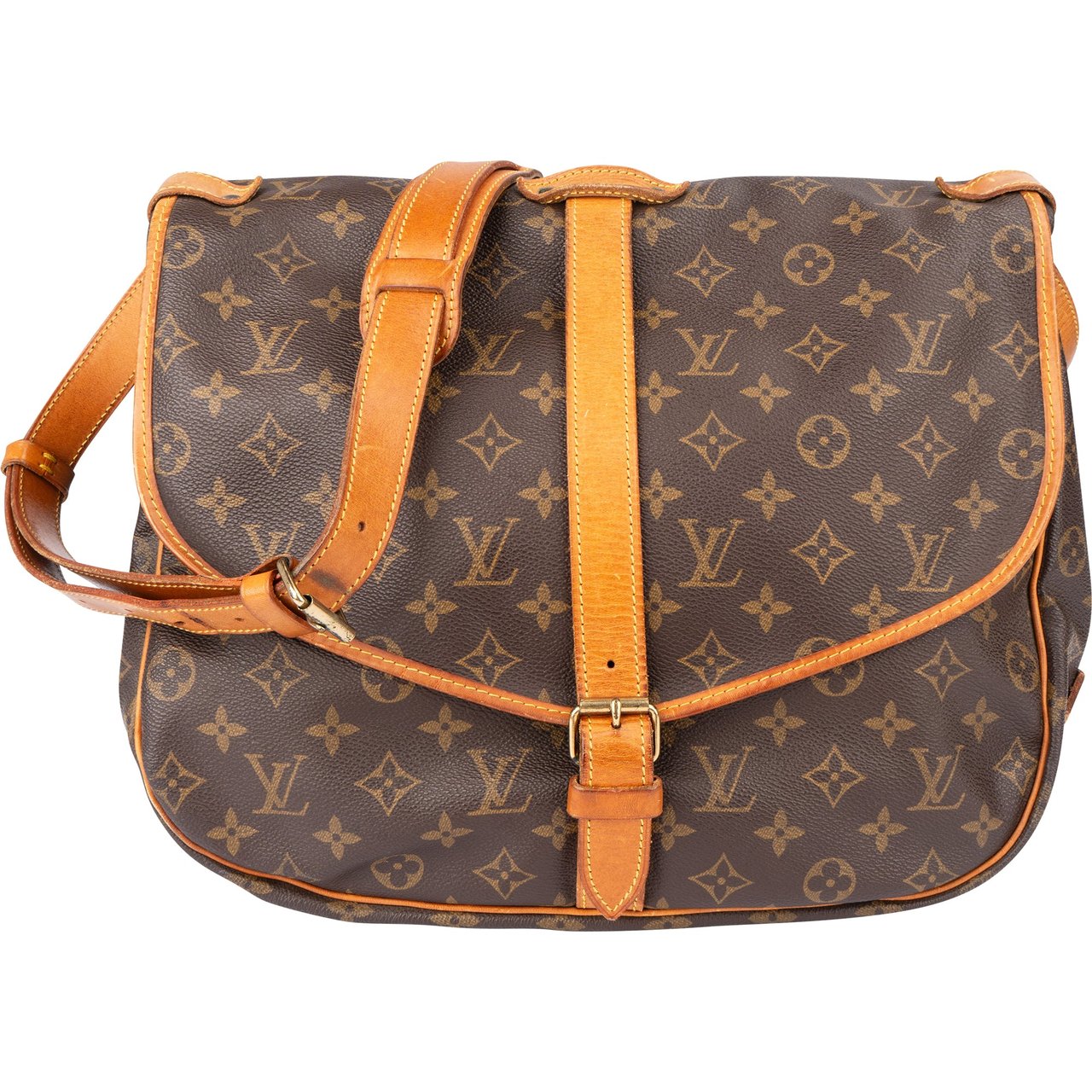 Louis Vuitton Louis Vuitton Canvas Monogram Saumur 35 Crossbody Bag Bruin