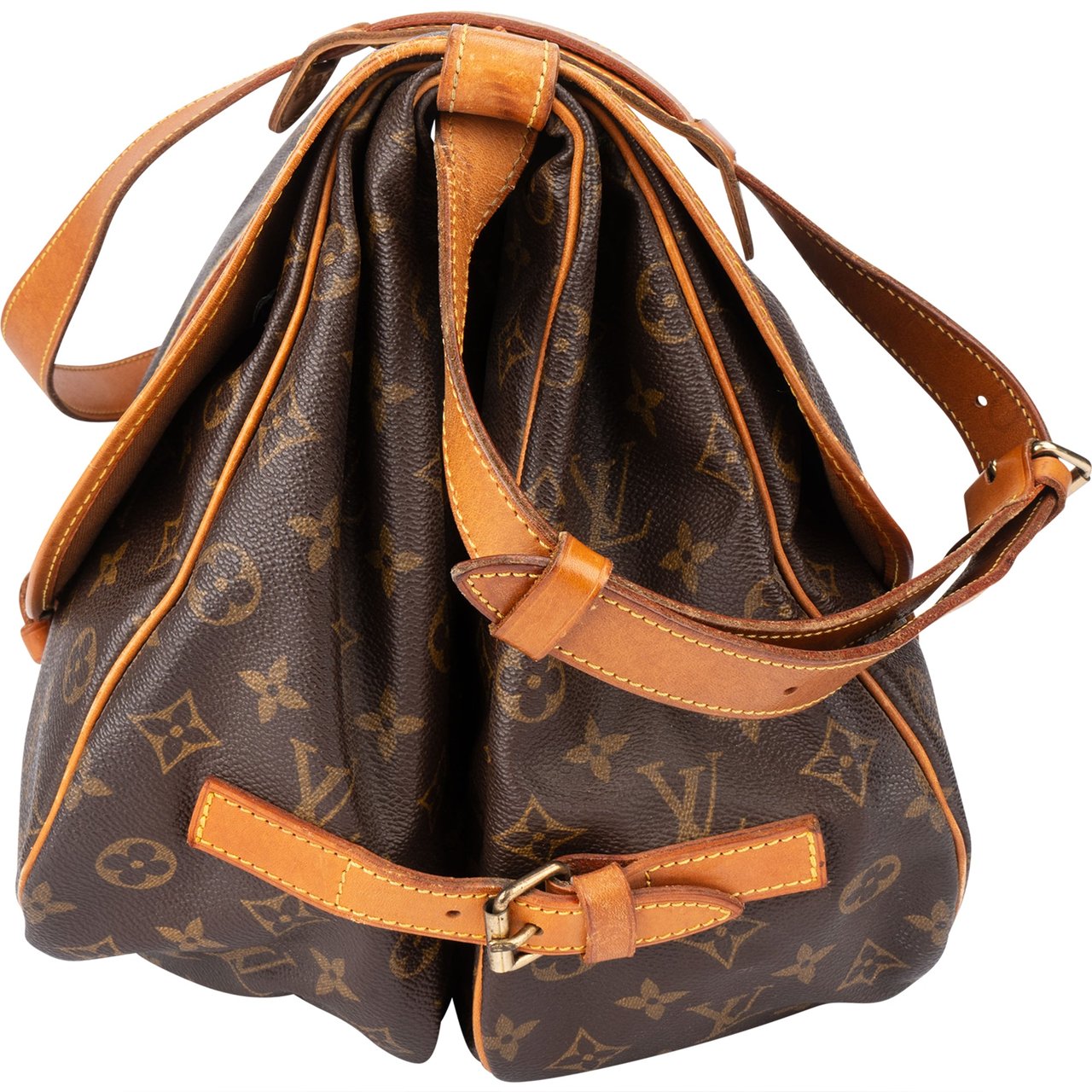 Louis Vuitton Louis Vuitton Canvas Monogram Saumur 35 Crossbody Bag Bruin