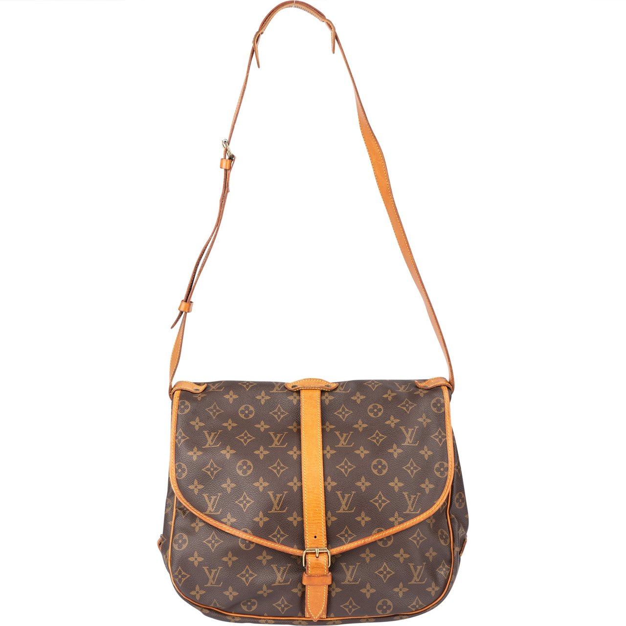 Louis Vuitton Louis Vuitton Canvas Monogram Saumur 35 Crossbody Bag Bruin