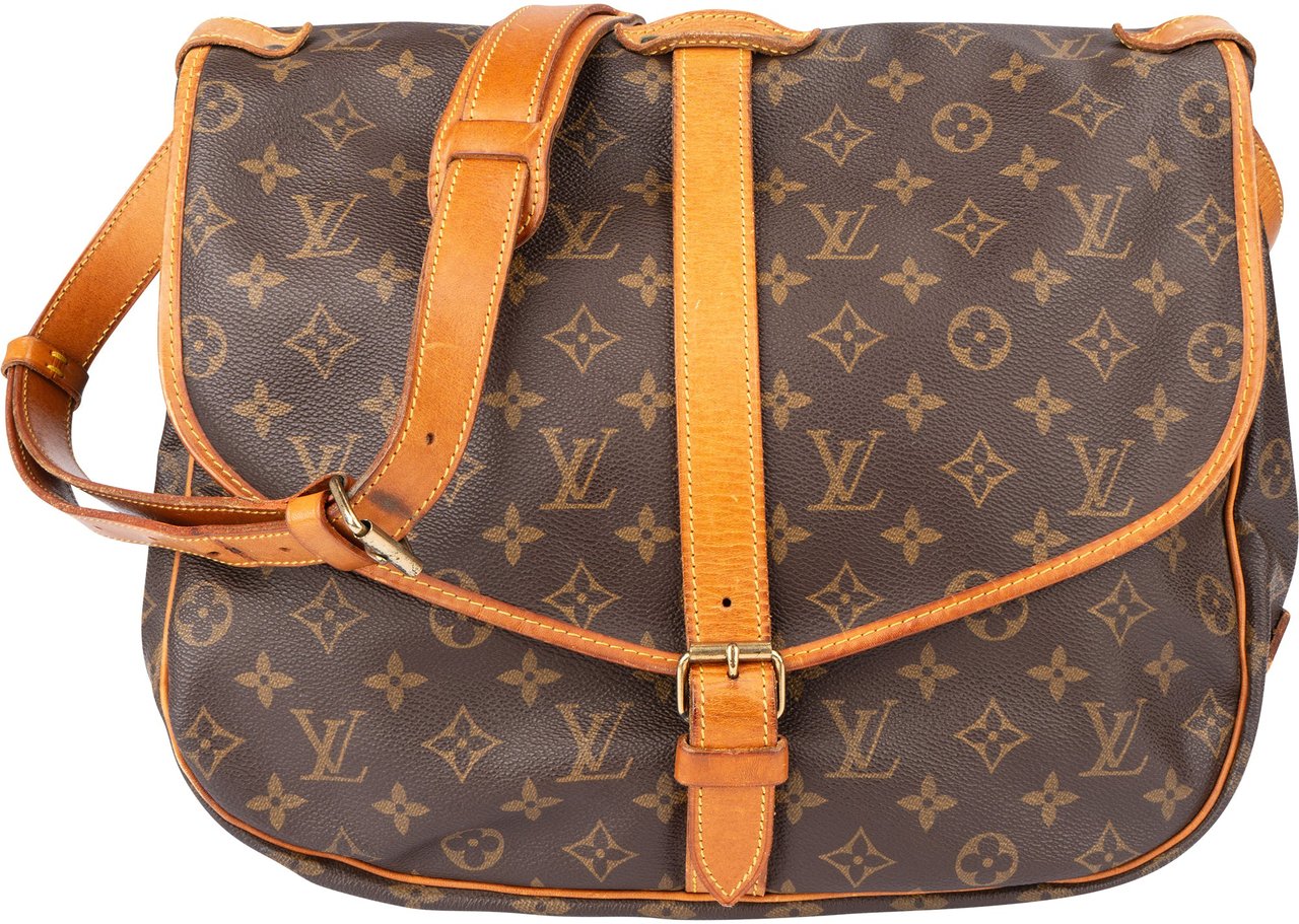 Louis Vuitton Louis Vuitton Canvas Monogram Saumur 35 Crossbody Bag Bruin