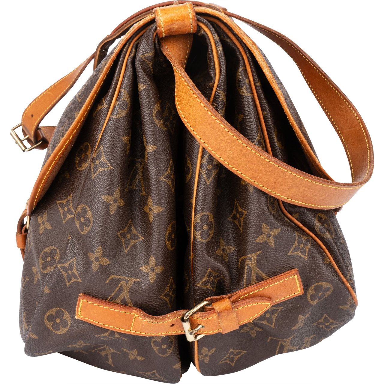 Louis Vuitton Louis Vuitton Canvas Monogram Saumur 35 Crossbody Bag Bruin