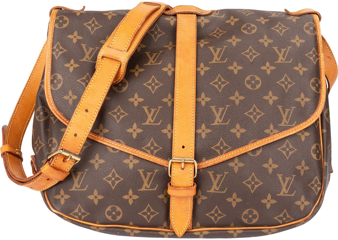 Louis Vuitton Louis Vuitton Canvas Monogram Saumur 35 Crossbody Bag Bruin