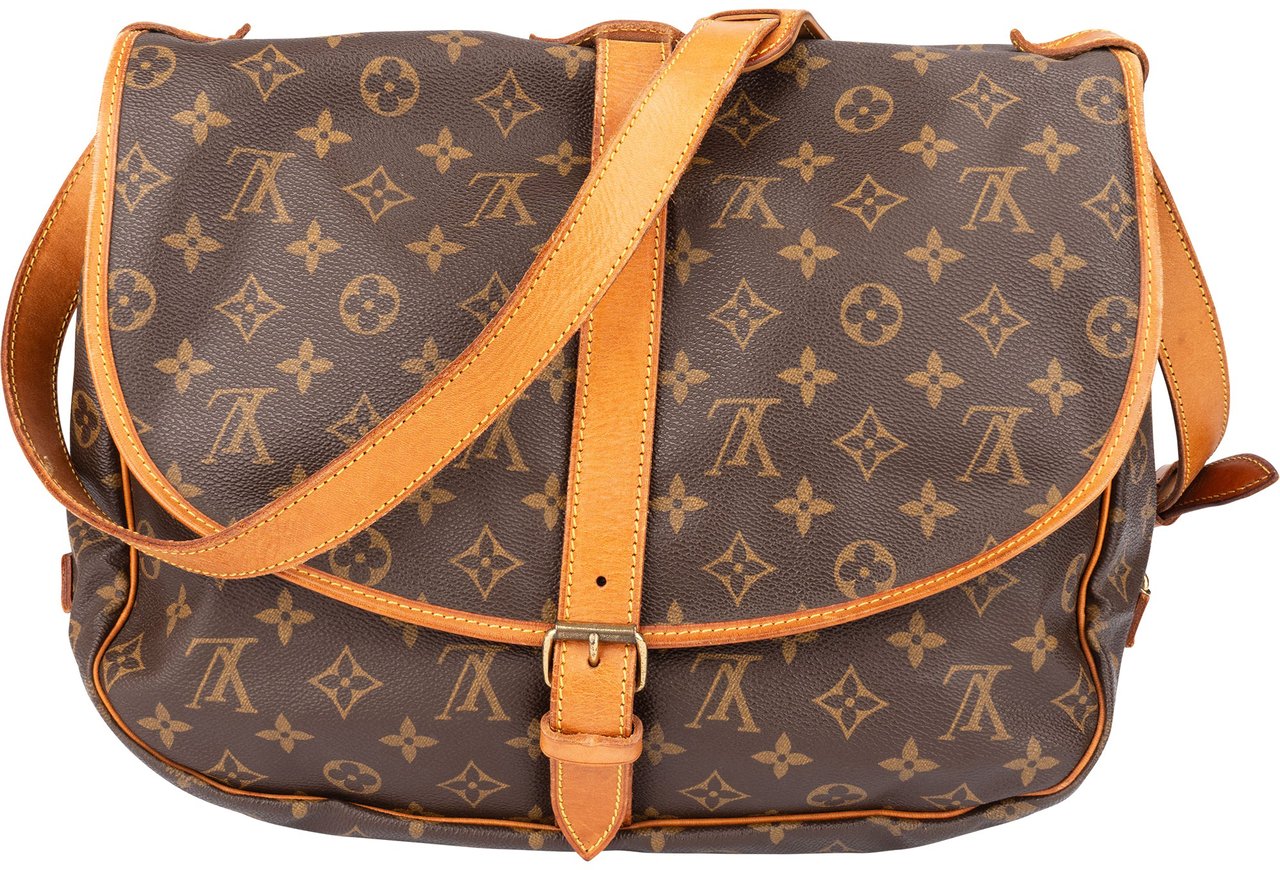 Louis Vuitton Louis Vuitton Canvas Monogram Saumur 35 Crossbody Bag Bruin