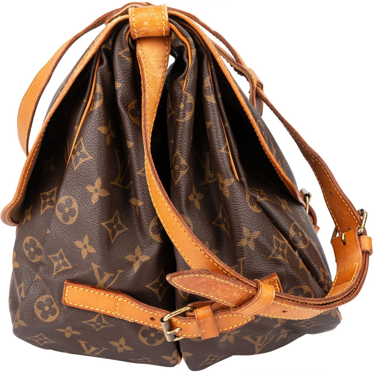 Louis Vuitton Louis Vuitton Canvas Monogram Saumur 35 Crossbody Bag Bruin