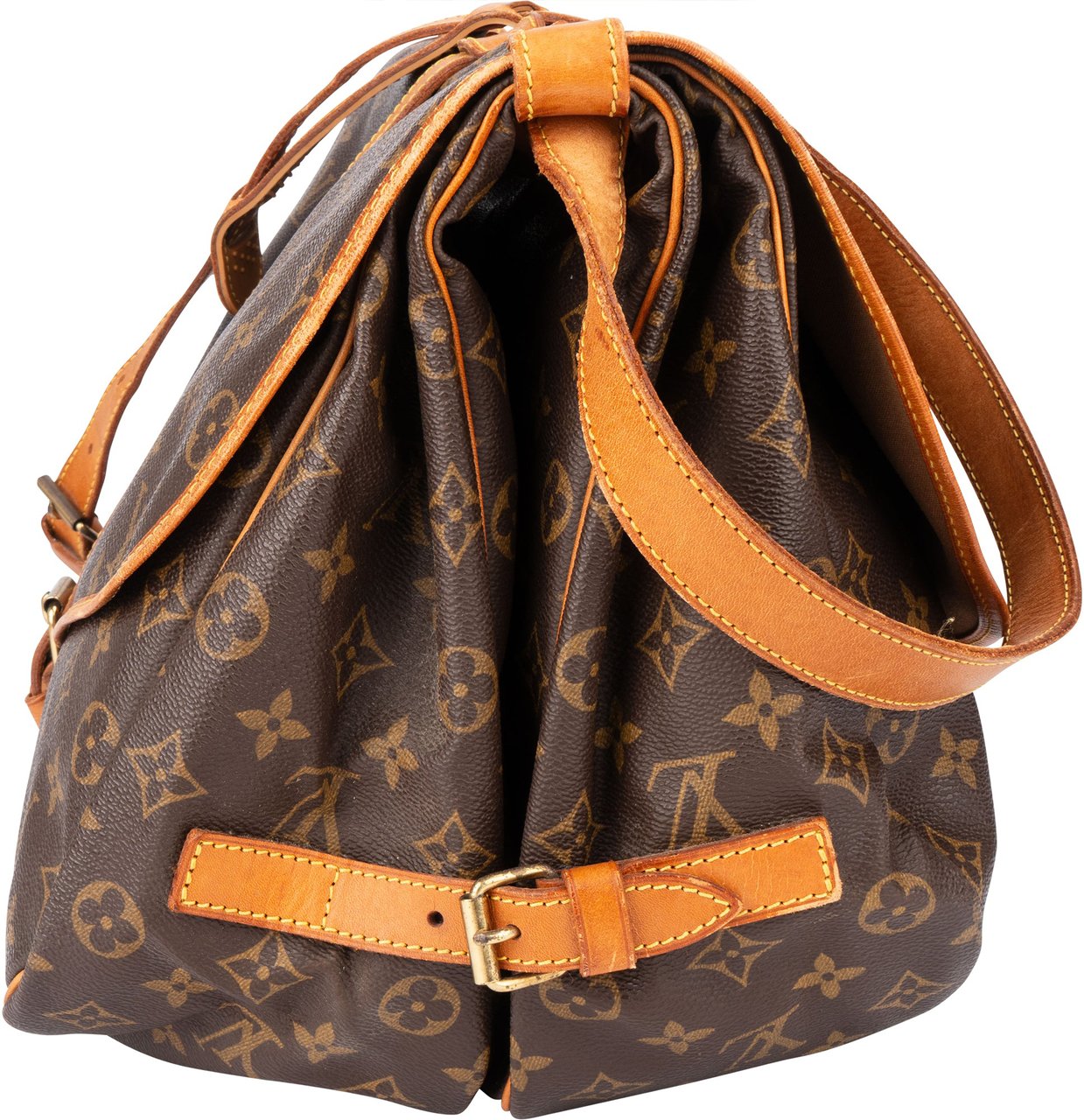 Louis Vuitton Louis Vuitton Canvas Monogram Saumur 35 Crossbody Bag Bruin