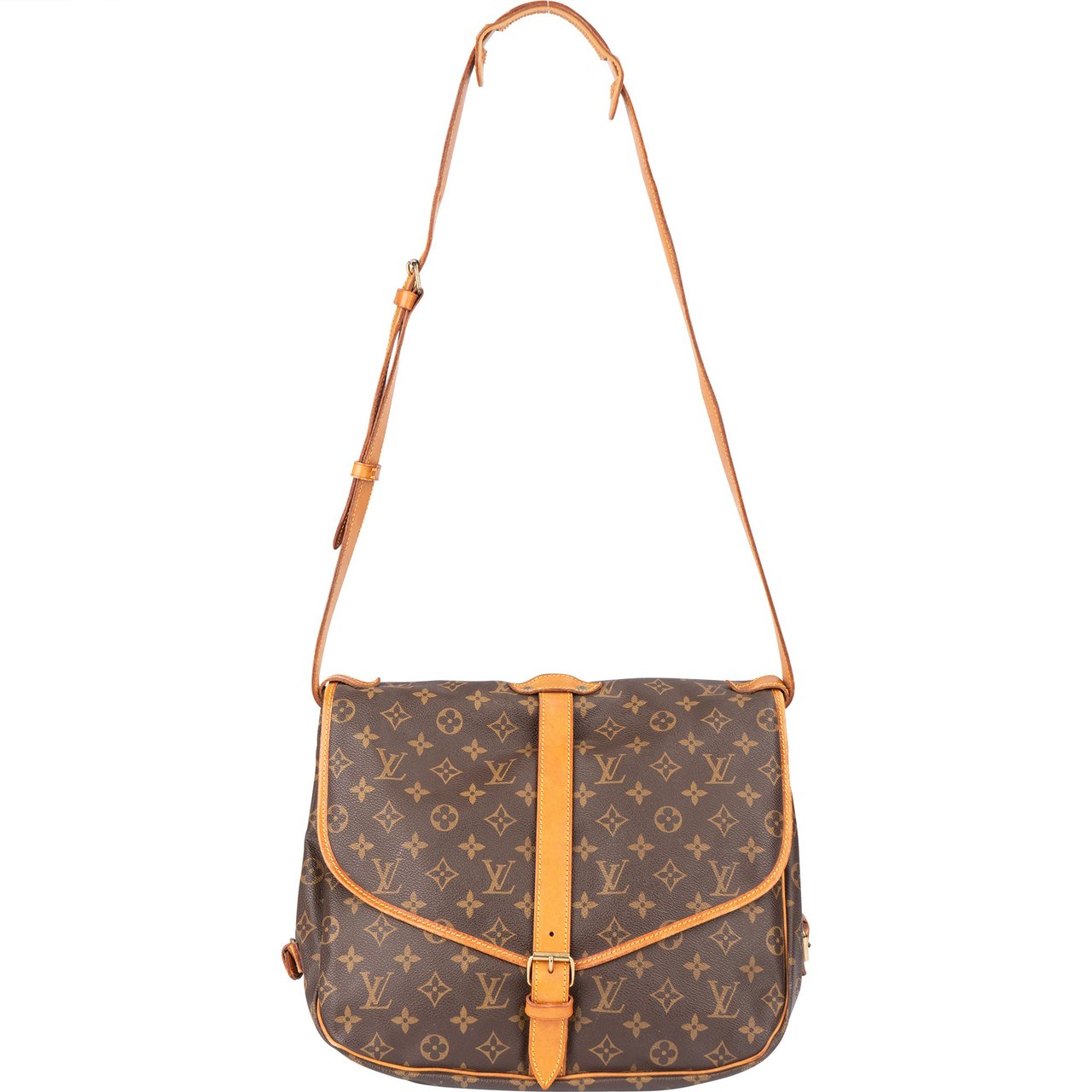 Louis Vuitton Louis Vuitton Canvas Monogram Saumur 35 Crossbody Bag Bruin