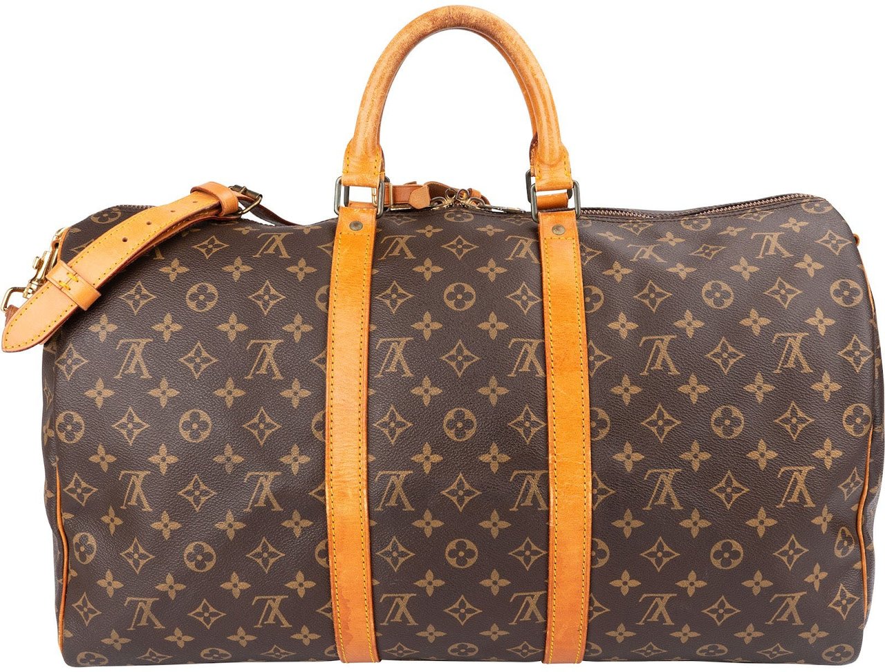 Louis Vuitton Monogram Canvas Keepall 50 Bandoulière Travel Bag Bruin
