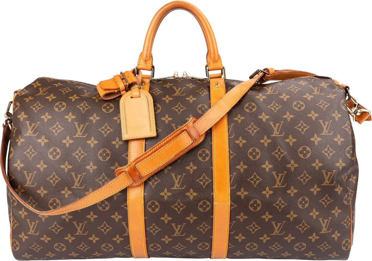Louis Vuitton Monogram Canvas Keepall 55 Bandoulière Travel Bag Bruin