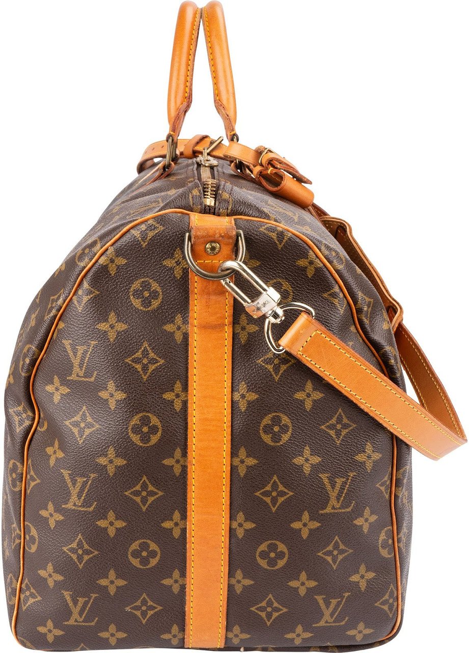 Louis Vuitton Monogram Canvas Keepall 55 Bandoulière Travel Bag Bruin