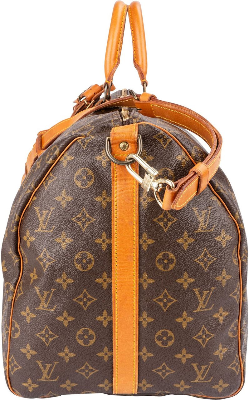 Louis Vuitton Monogram Canvas Keepall 55 Bandoulière Travel Bag Bruin