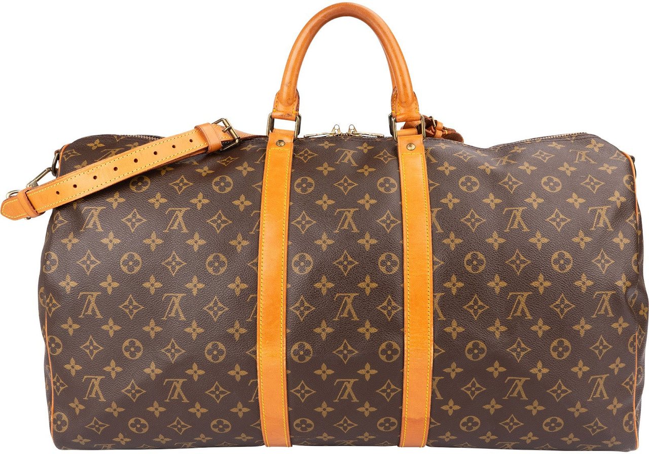 Louis Vuitton Monogram Canvas Keepall 55 Bandoulière Travel Bag Bruin