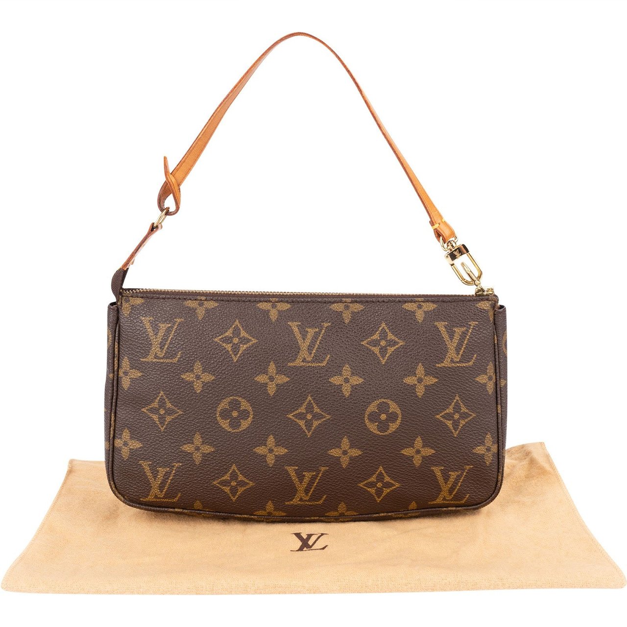 Louis Vuitton Monogram Canvas Pochette Accessoires Handbag Bruin