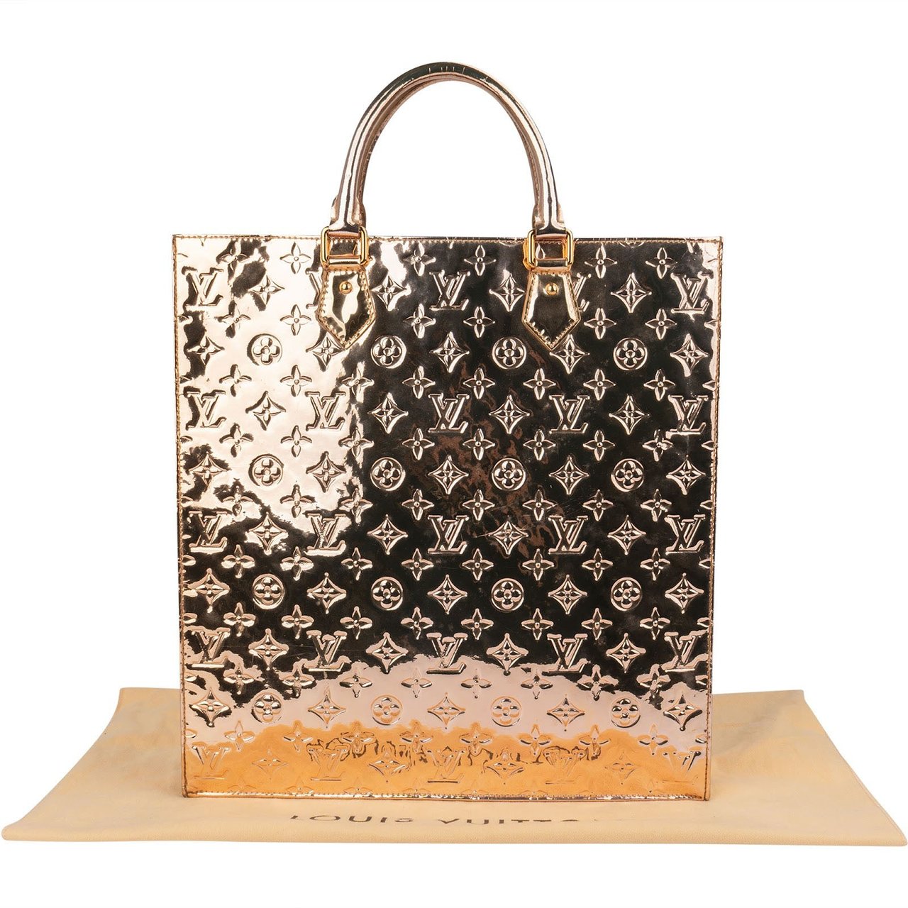 Louis Vuitton Limited Monogram Miroir Metallic Sac Plat Handbag Goud