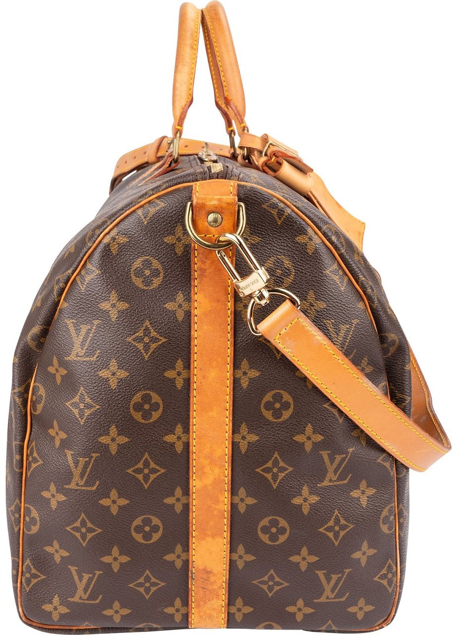 Louis Vuitton Monogram Canvas Keepall 55 Bandoulière Travel Bag Bruin