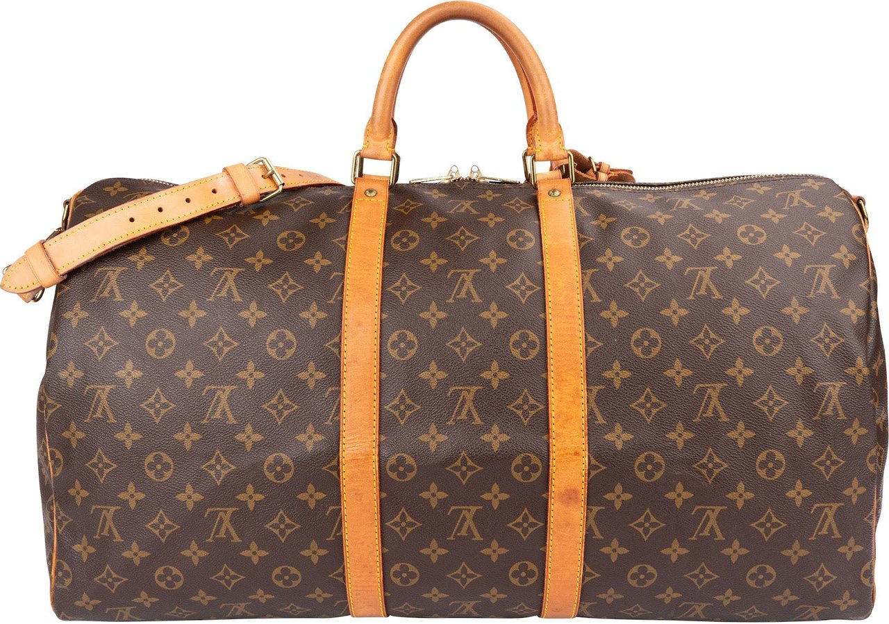 Louis Vuitton Monogram Canvas Keepall 55 Bandoulière Travel Bag Bruin