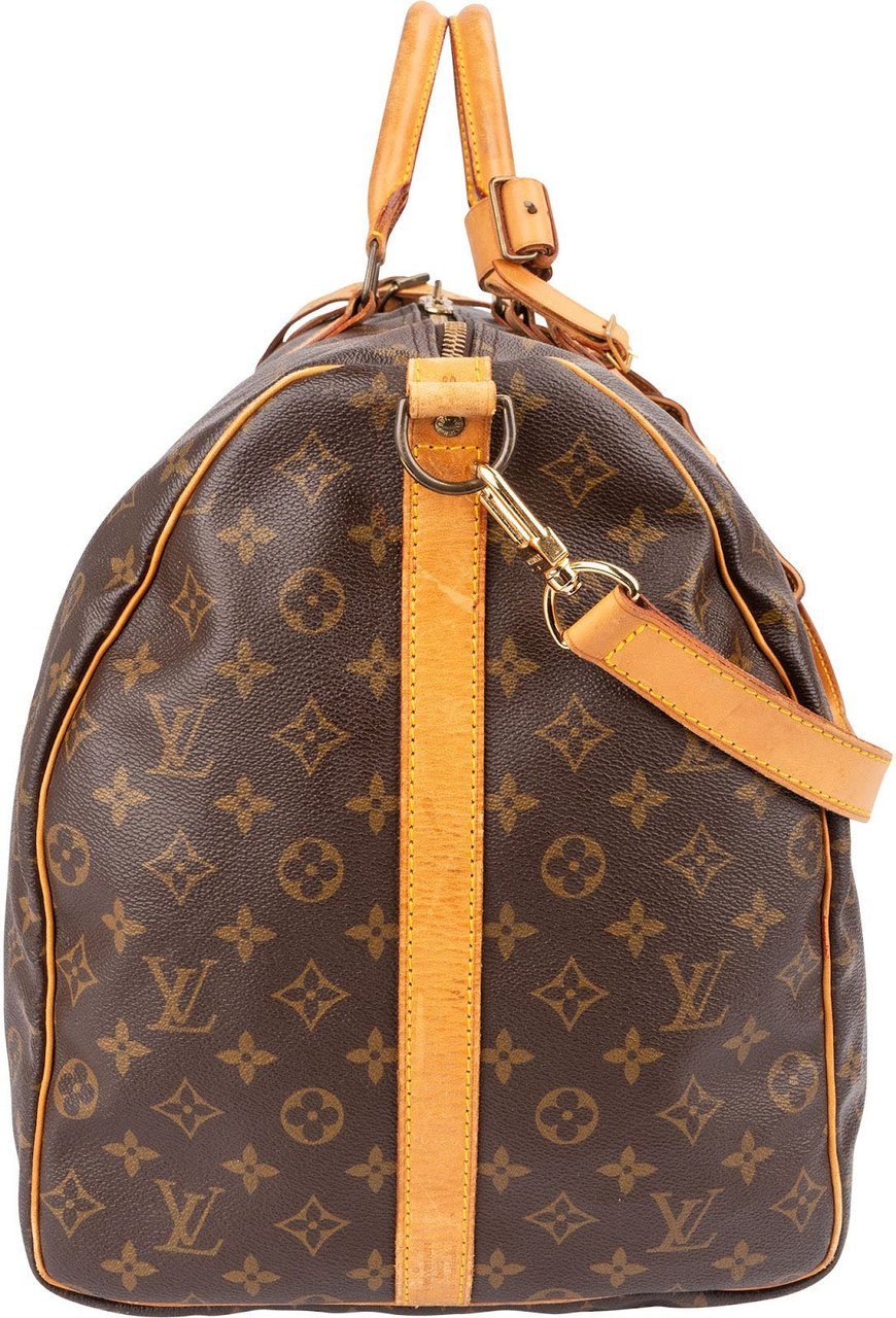 Louis Vuitton Monogram Canvas Keepall 60 Bandoulière Travel Bag Bruin
