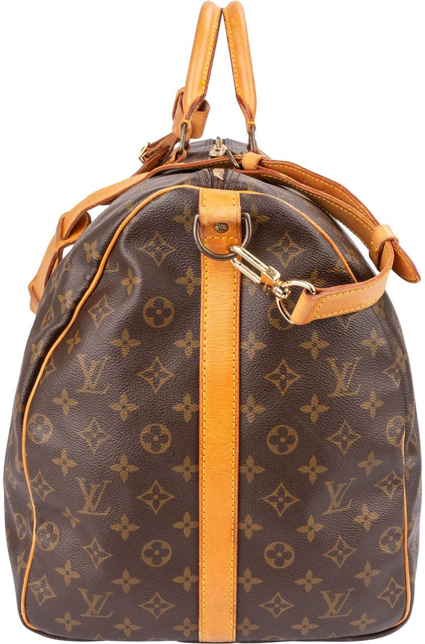 Louis Vuitton Monogram Canvas Keepall 60 Bandoulière Travel Bag Bruin