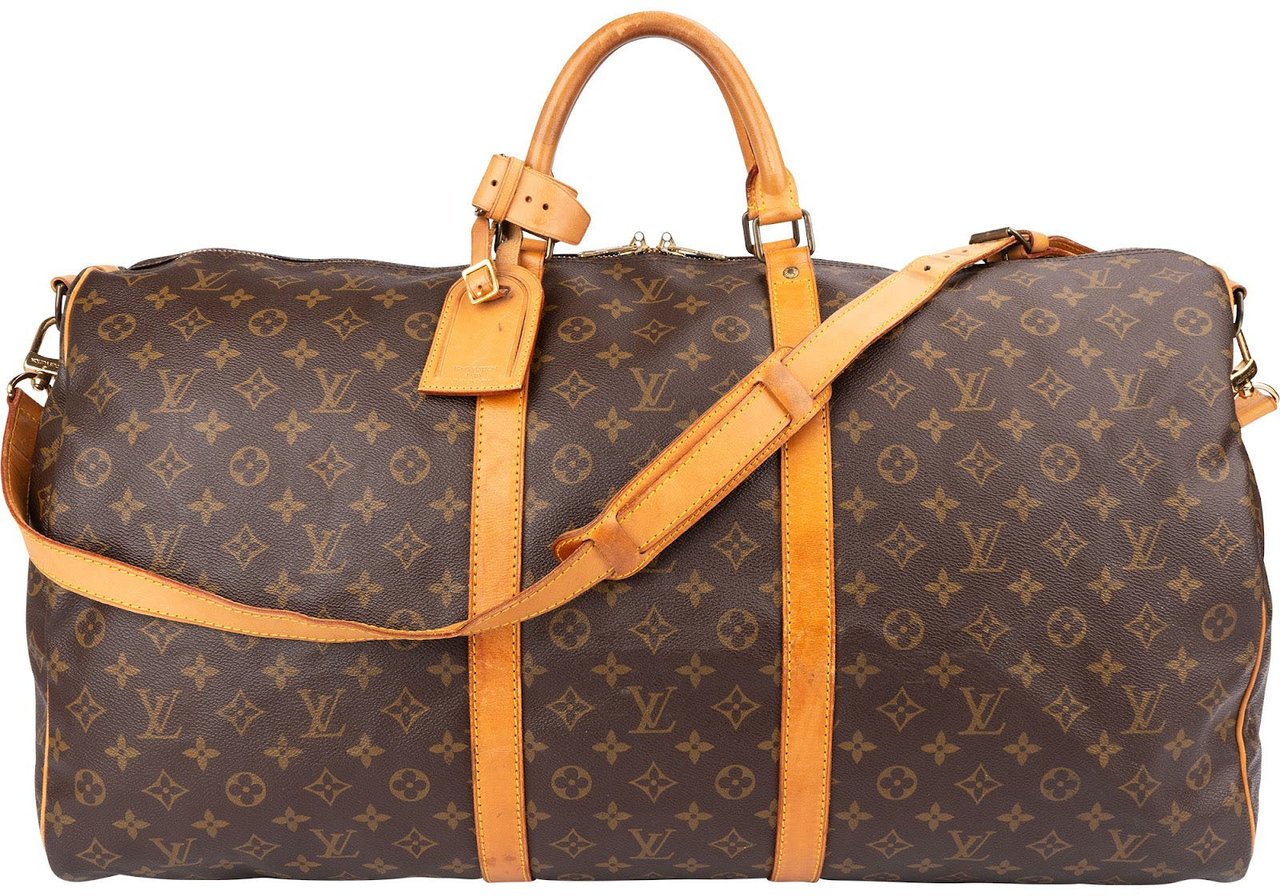 Louis Vuitton Monogram Canvas Keepall 60 Bandoulière Travel Bag Bruin