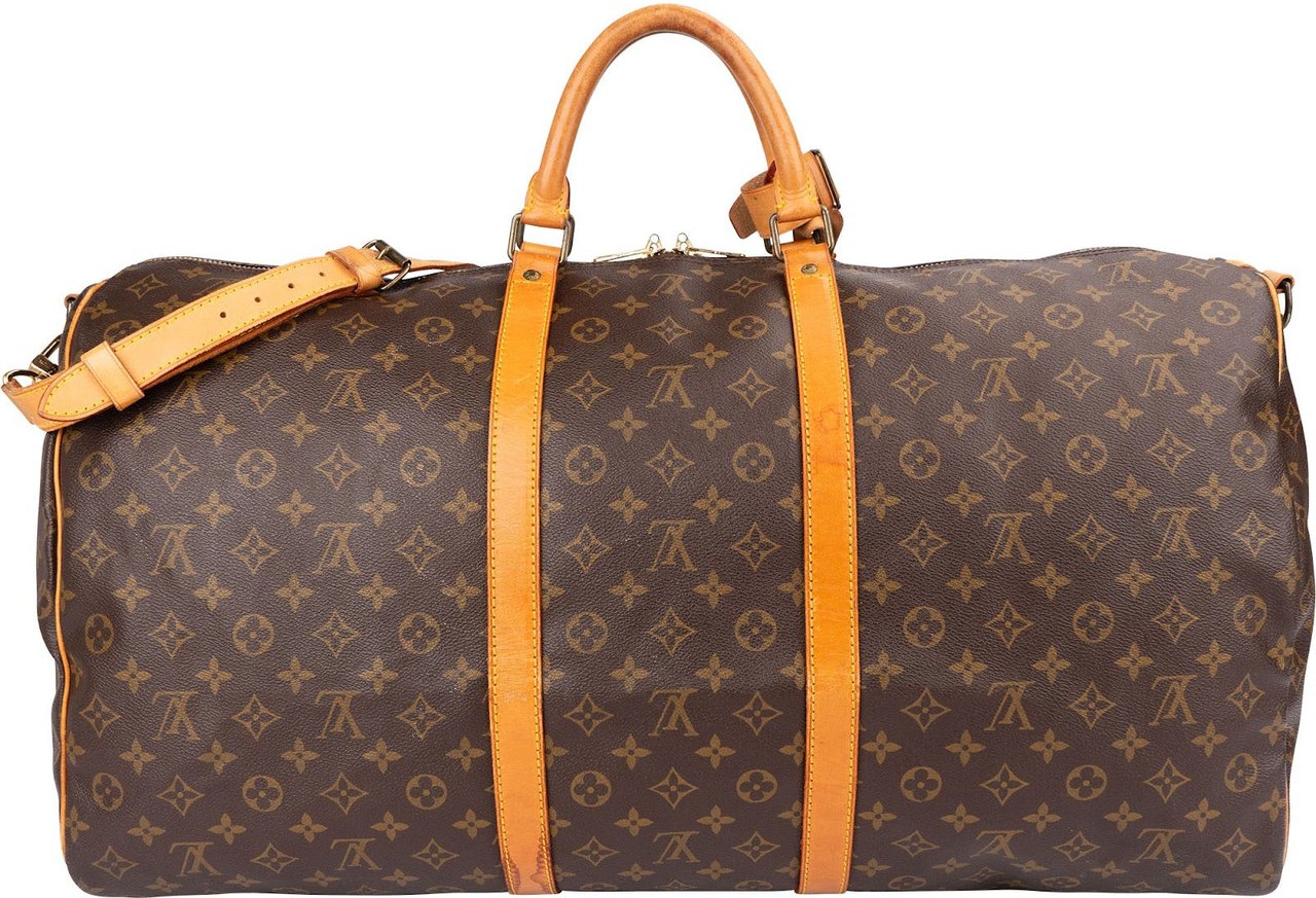 Louis Vuitton Monogram Canvas Keepall 60 Bandoulière Travel Bag Bruin